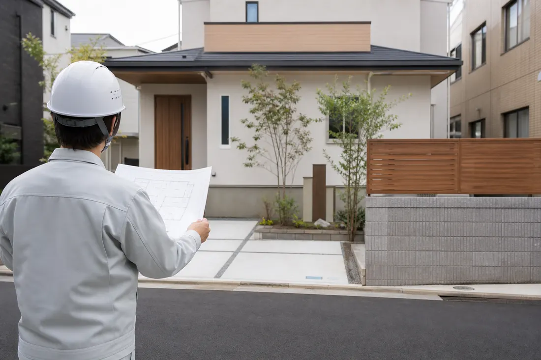 新築戸建てを確認する土地家屋調査士